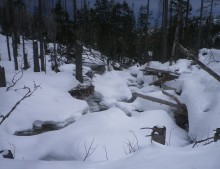 Hó alatt a Tarpataki vízfolyás