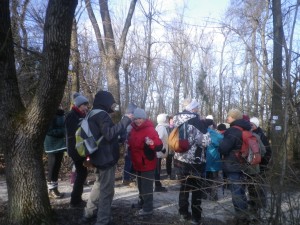 Kis pihenő a Libegő felső állomásánál. 2019.12.28. Normafa-Lipótmező VSC túra. Fotó: Sándor Tibor