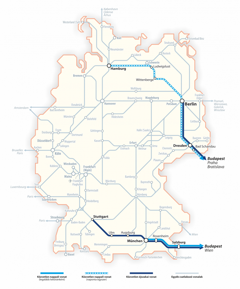 Németország vasúthálózati térképe